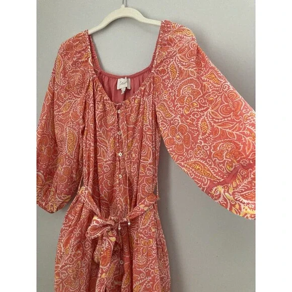 Cleobella Grace Mini Dress Blossom Block Print Pink SMALL Women’s - Picture 4 of 13